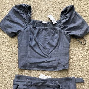 NWT Abercrombie Linen Crop Top L